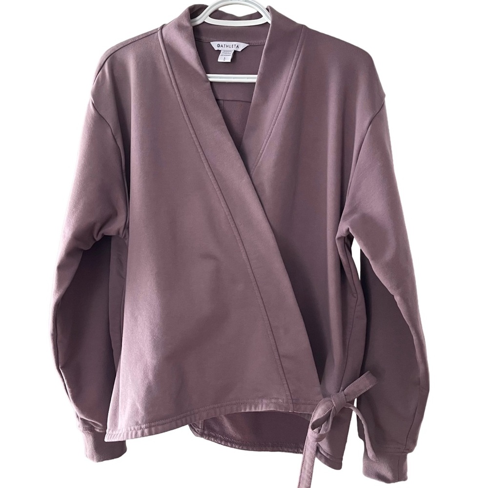 Athleta RETROTERRY WRAP SWEATSHIRT, Damask Mauve
